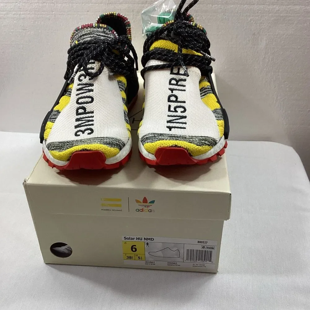 Adidas NMD Hu‎ Pharrell Solar Pack Red White Black Yellow Men's Sz 6 SKU # 3017
